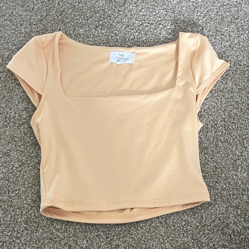 Peach Square Neck Crop Top